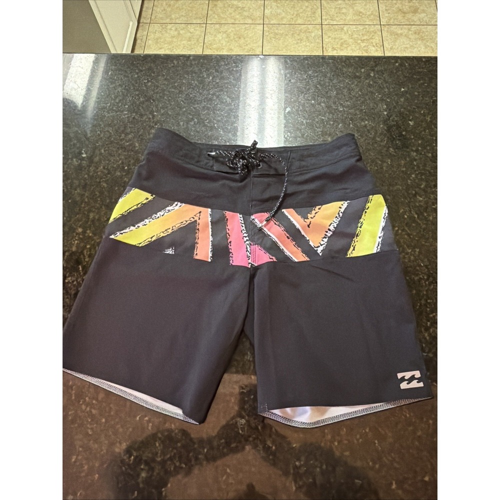 Billabong Men's Boardshorts Sz 30 Platinum X‎ Tribong Skater Surfer Black Neon